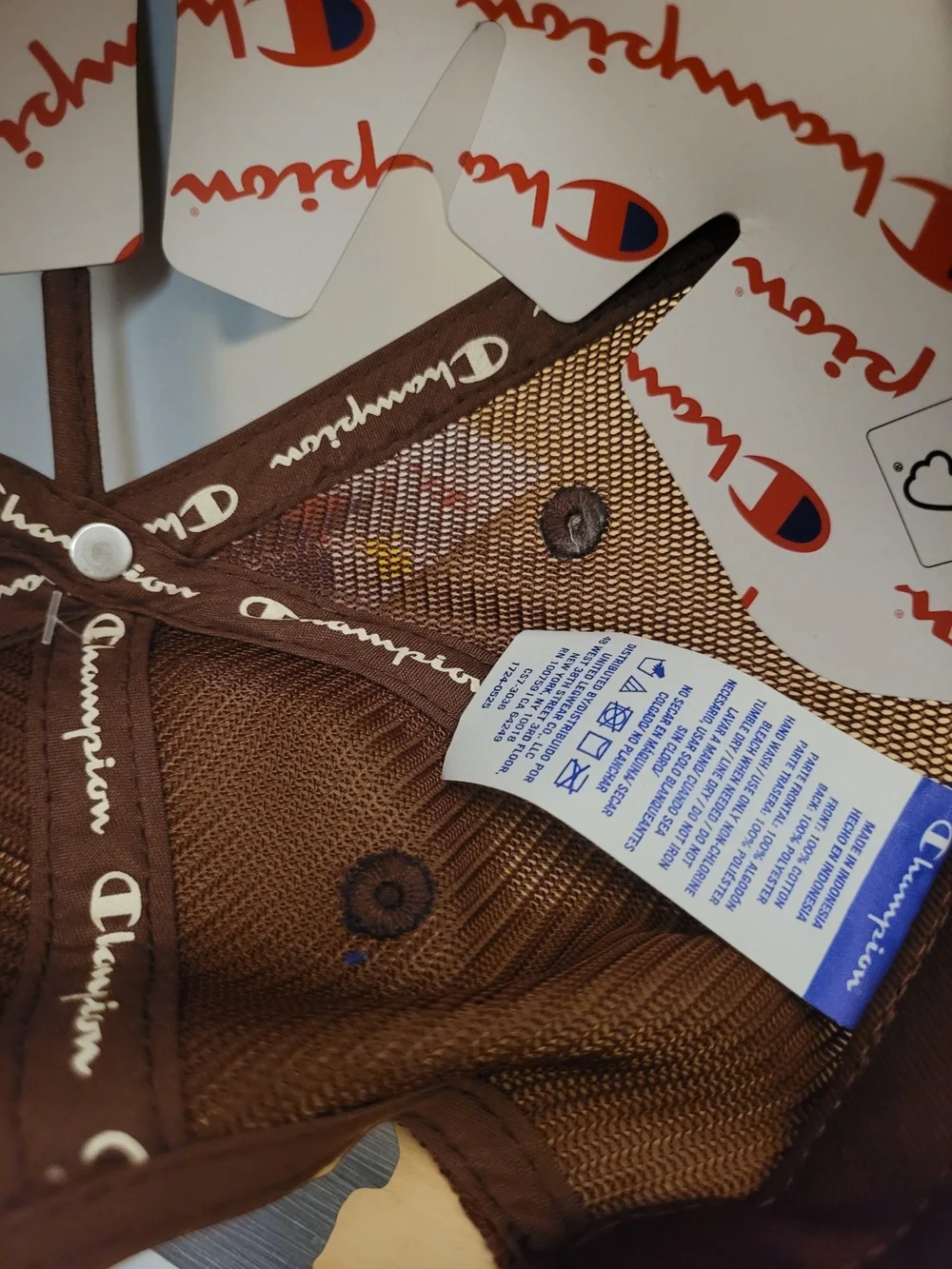 Champion Brown Trucker Hat with Cream Embroidery
